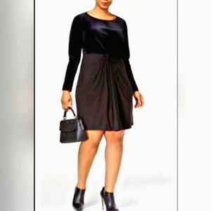 Michael Kors Black Long-sleeve, Velvet & Sheath, front twist Mini Dress